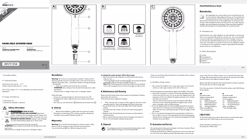 Page 1 of the manual User Manual Miomare IAN 91554