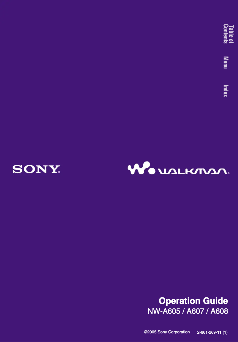 Page 1 of the manual User Manual Sony Walkman NW-A608