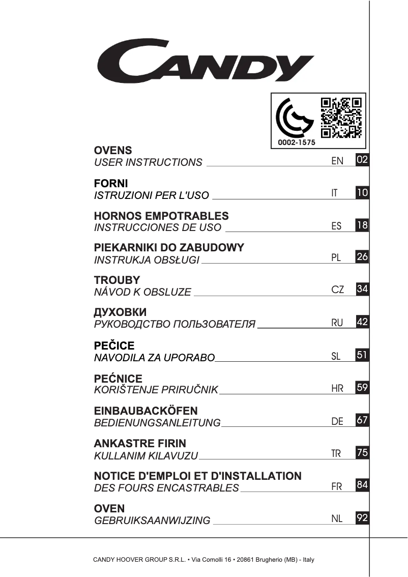 Page 1 of the manual User Manual Candy FCXE613X/E