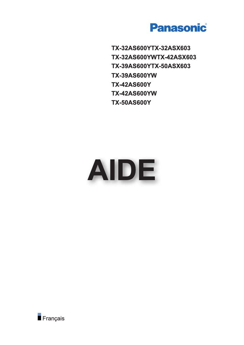 First page image of the manual for TX-42AS600E