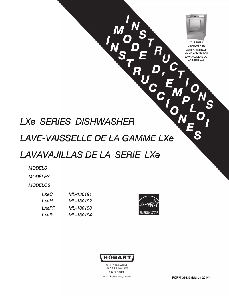 Page 1 of the manual User Manual Hobart LXER-6