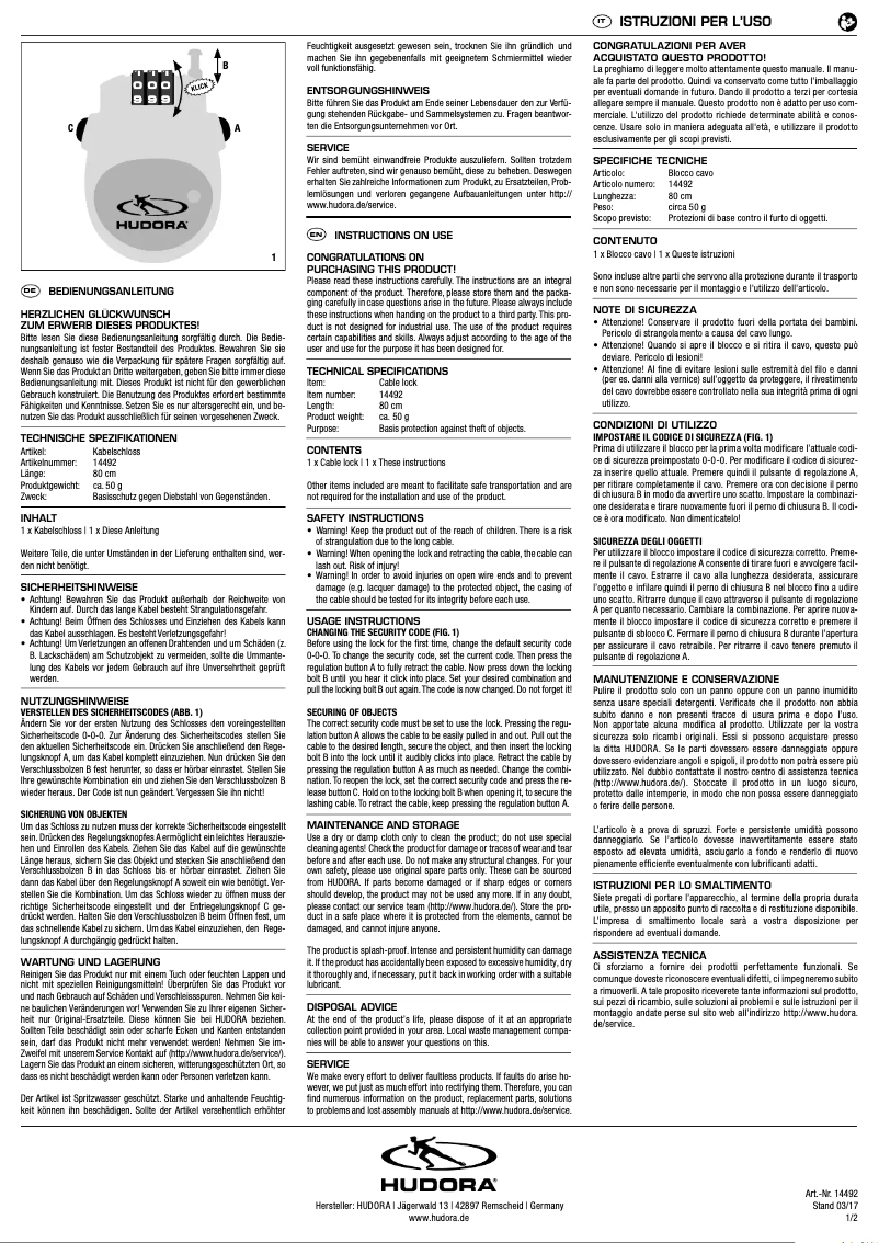 First page image of the manual for 14492