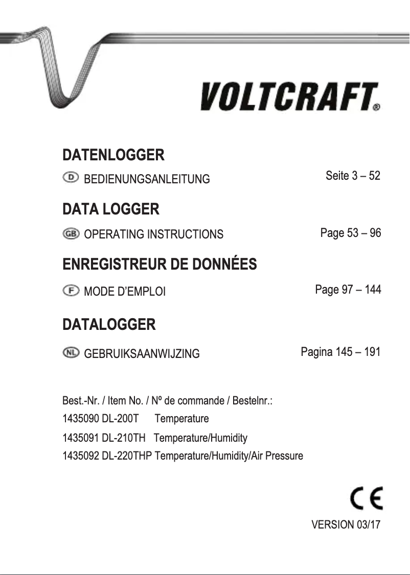 First page image of the manual for DL-210TH