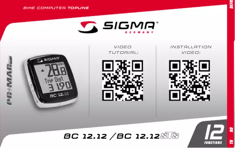 Page 1 of the manual Instruction Manual Sigma BC 12.12
