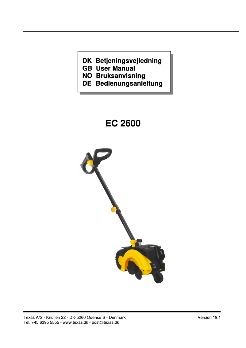 Page 1 of the manual User Manual Texas EC2600