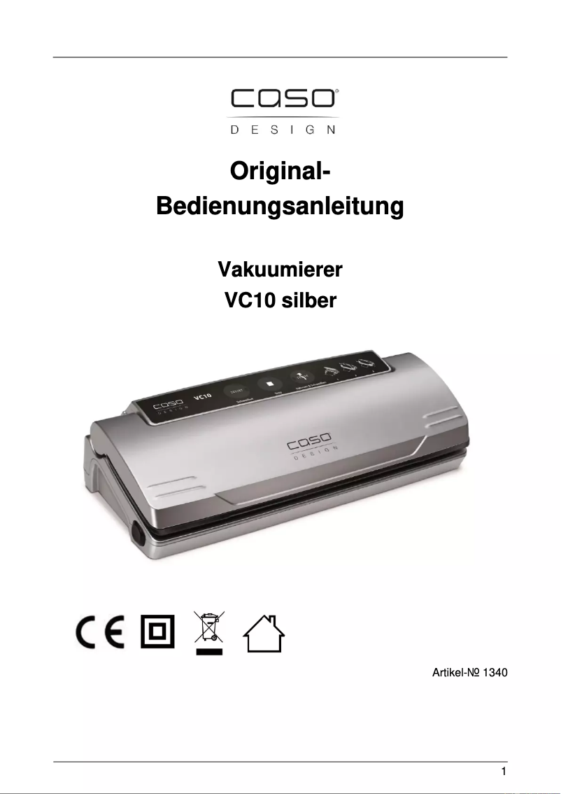 Page 1 of the manual User Manual Caso VC10
