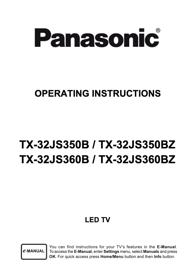 First page image of the manual for TX-32JS360B