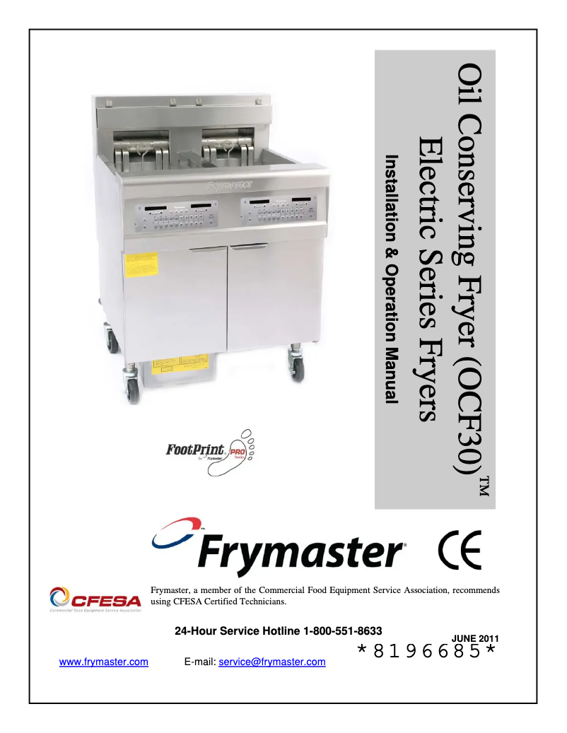 Page 1 of the manual User Manual Frymaster FPEL314-4RCA
