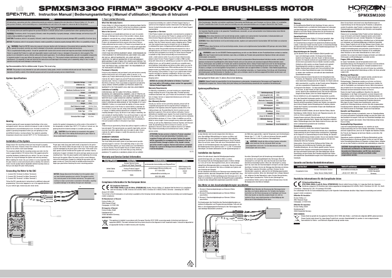 Page 1 of the manual User Manual Spektrum Firma 3900Kv
