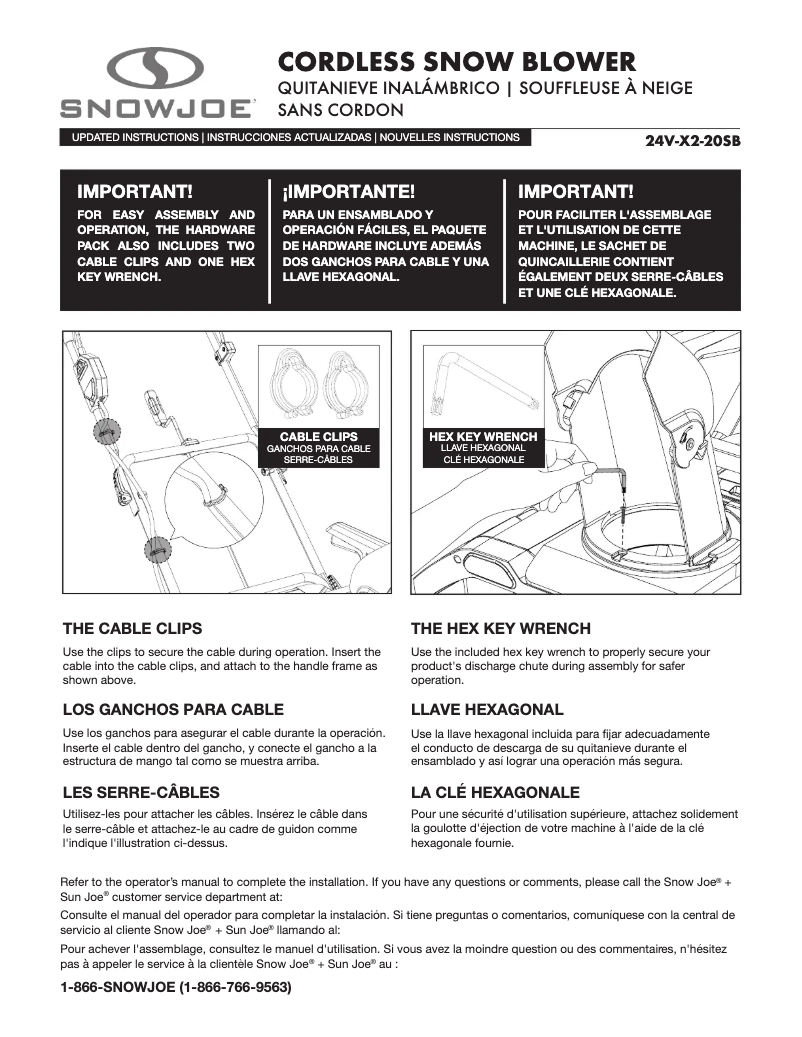 Page 1 of the manual Instructions / Assembly Snow Joe 24V-X2-20SB