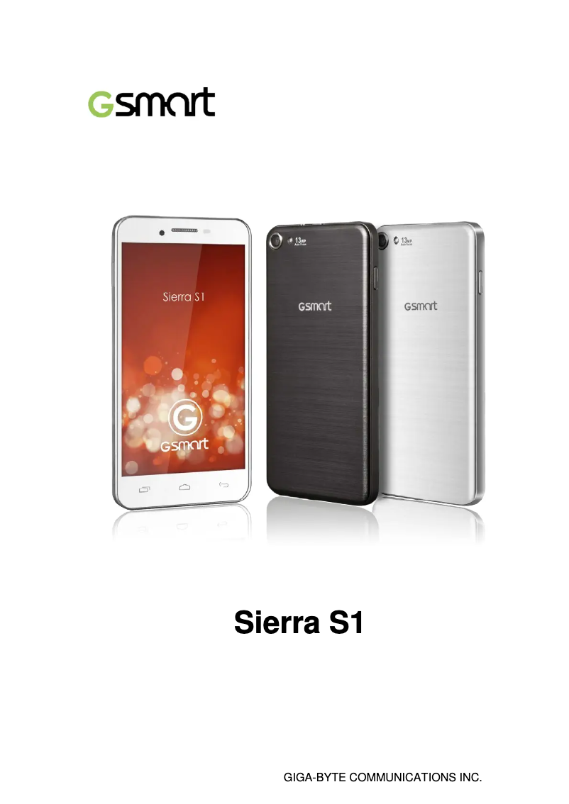 Page 1 of the manual User Manual GSmart Sierra S1