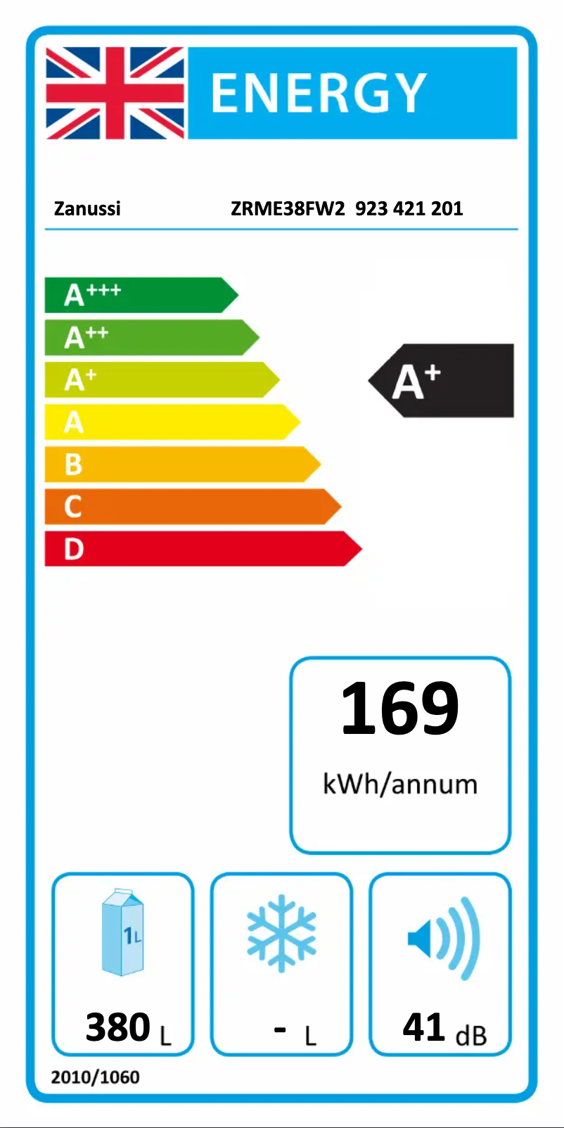 Page 1 of the manual Energy Label Zanussi ZRME38FW2