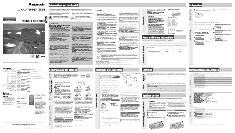 First page image of the manual for CQ-C1475N