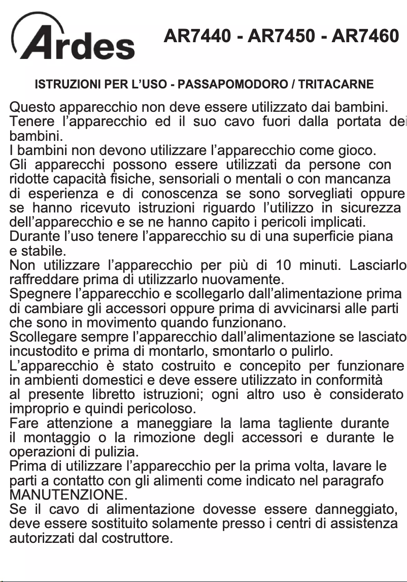 Image de la première page du manuel de l'appareil AR7440