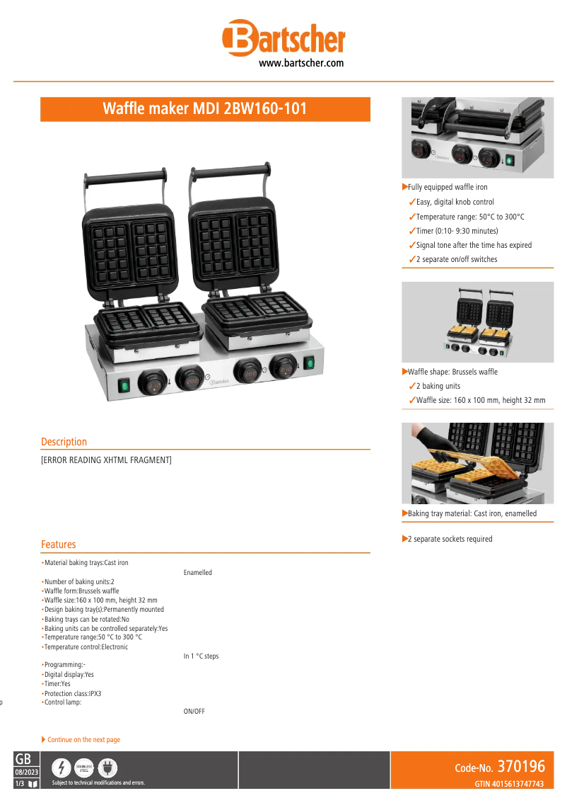 First page image of the manual for MDI 2BW160