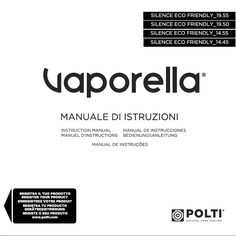 First page image of the manual for Vaporella Silence ECO Friendly 19.55