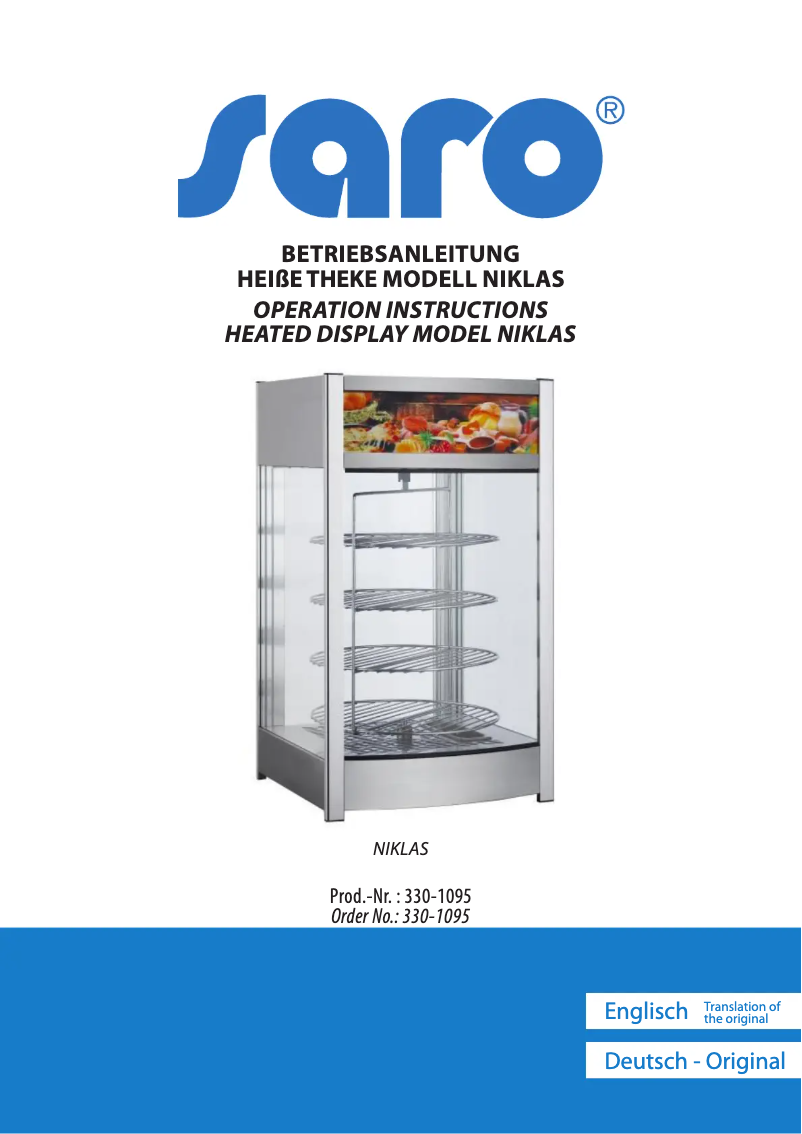 Page 1 of the manual User Manual Saro NIKLAS 330-1095