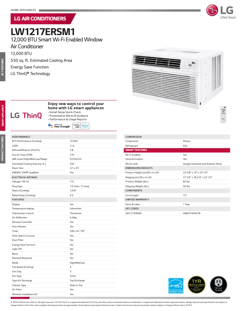 First page image of the manual for LW1217ERSM1