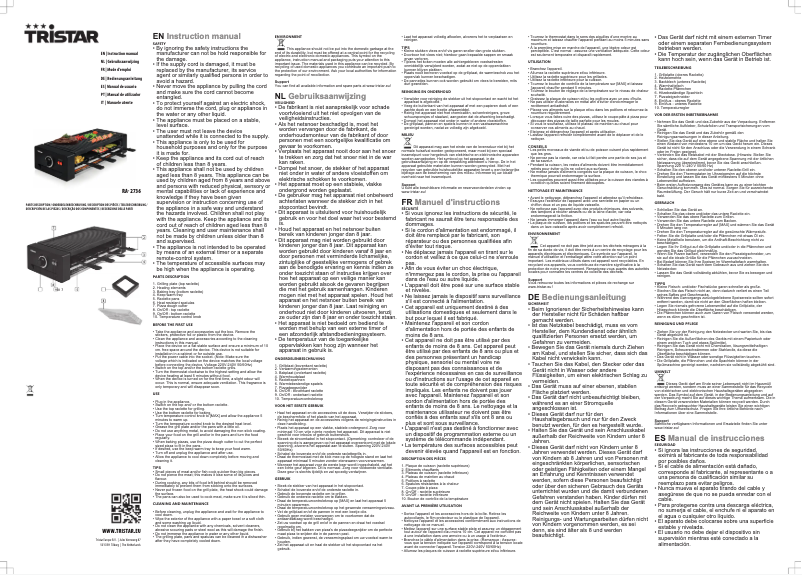 Page 1 of the manual User Manual TriStar RA-2736