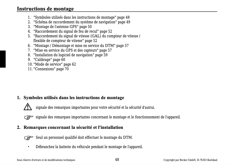 Page 1 of the manual User Manual Becker DTM 7813