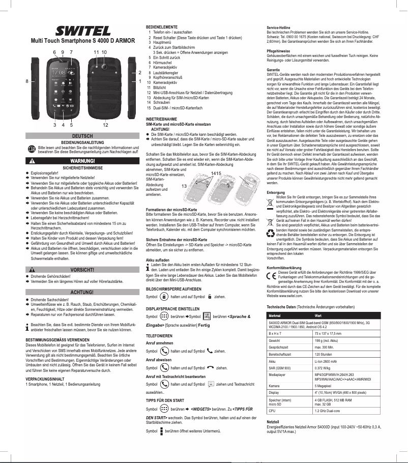 First page image of the manual for Armor S4000D