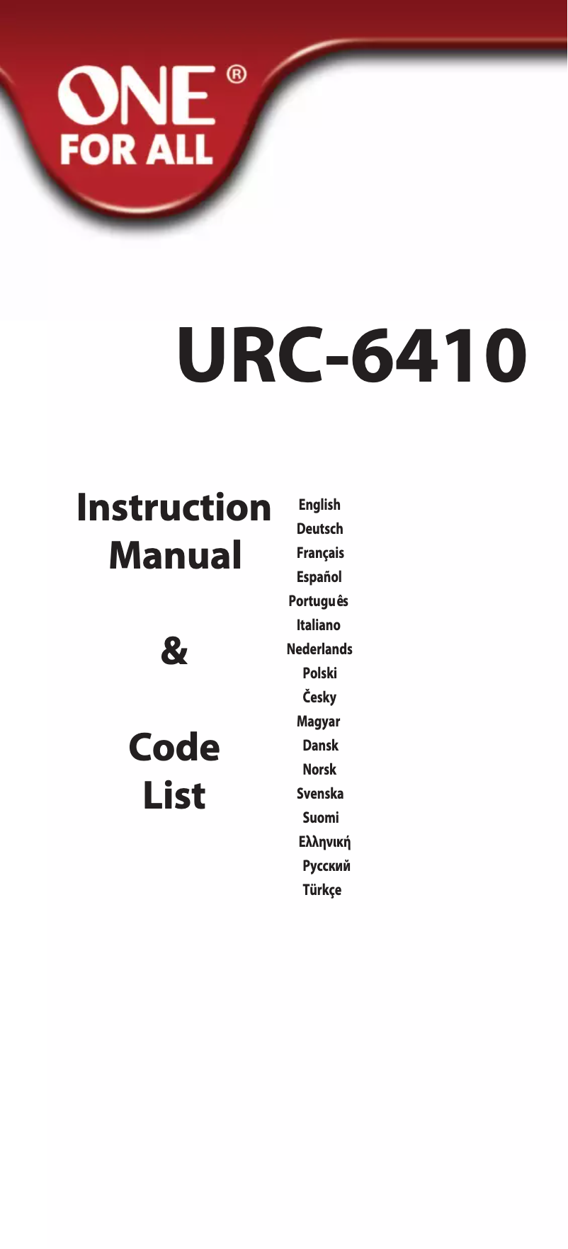 Page 1 of the manual User Manual One for all URC 6410