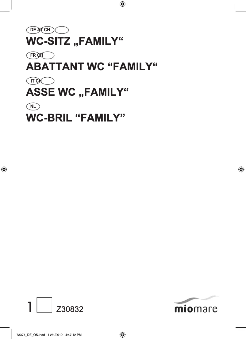 First page image of the manual for Family IAN 73374