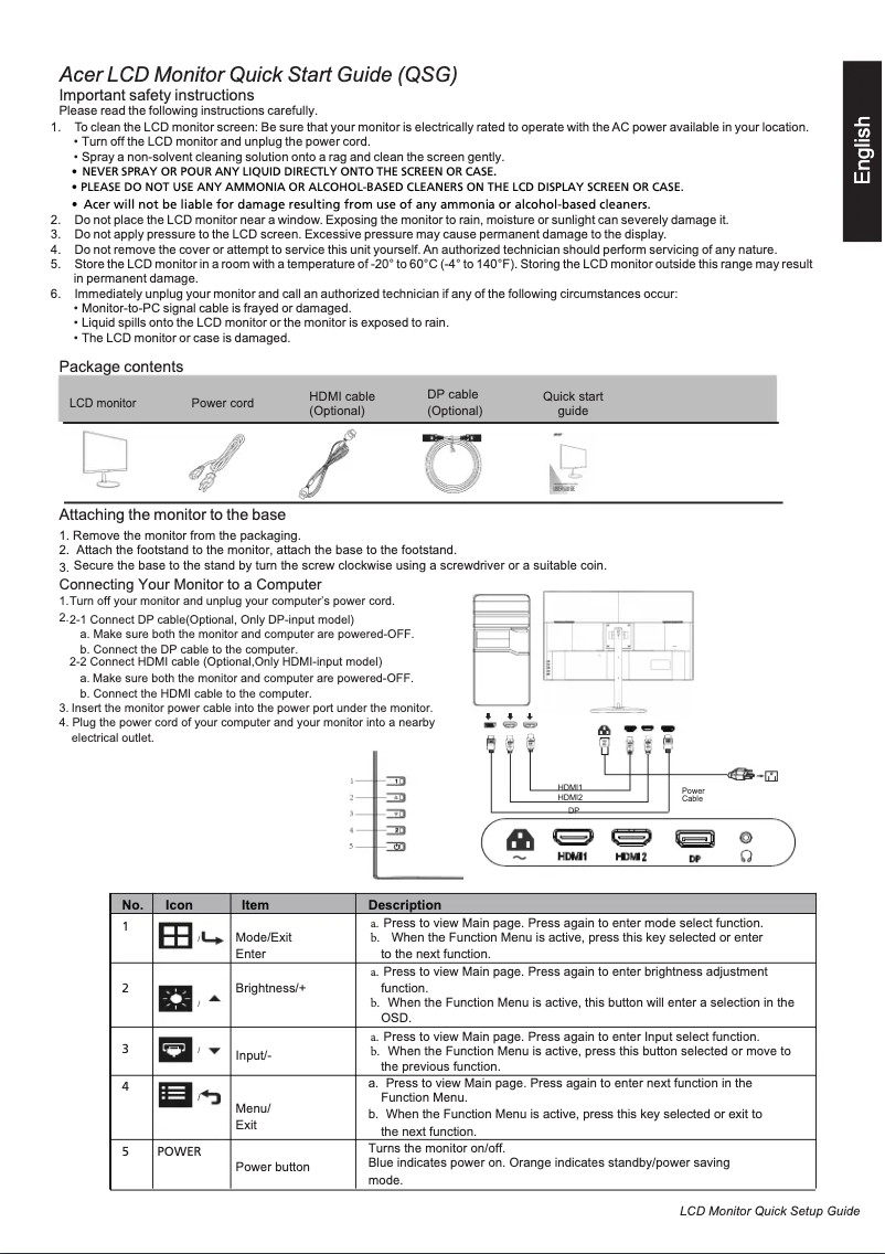 Page 1 of the manual User Manual Acer XV320QULM