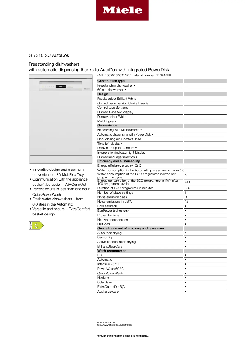 First page image of the manual for G 7310 SC AutoDos