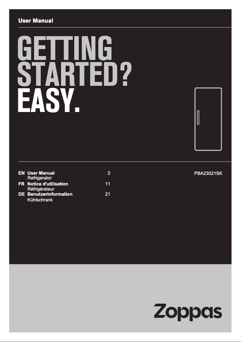 First page image of the manual for PBA23021SK