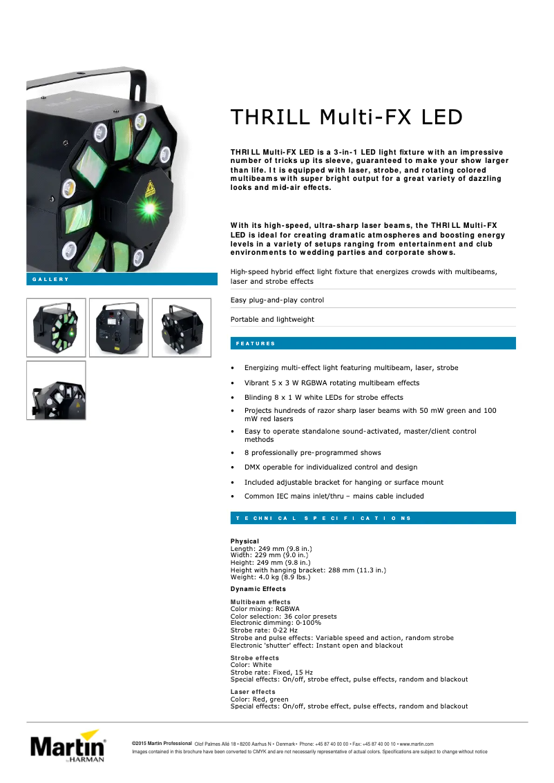 First page image of the manual for THRILL Multi-FX LED