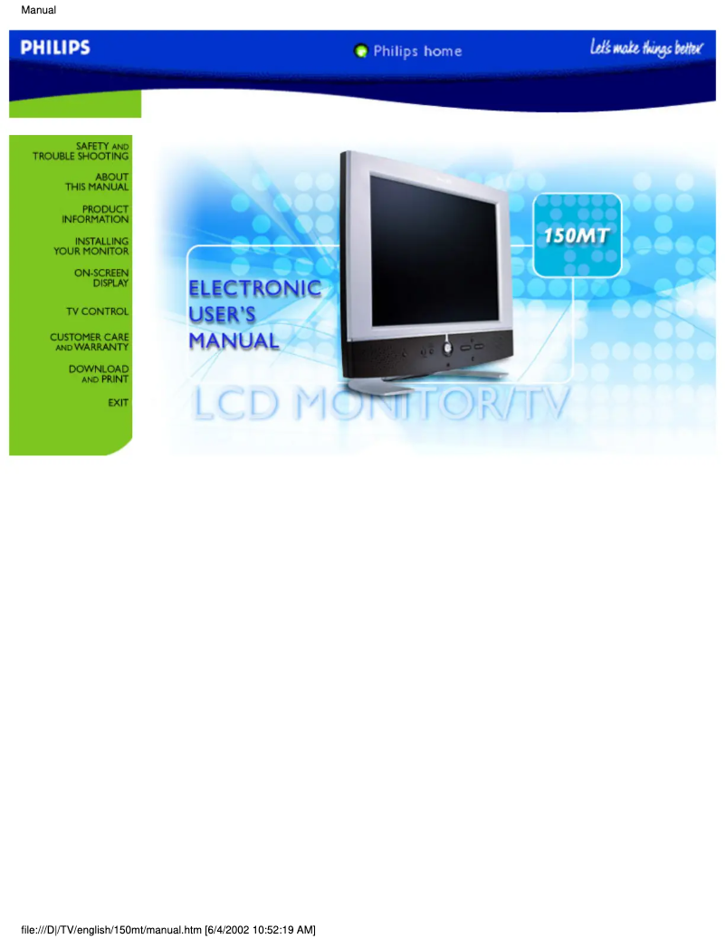 First page image of the manual for 150MT