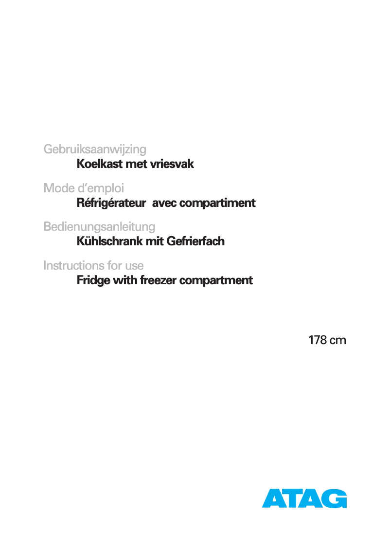 Page 1 de la notice Manuel utilisateur Atag KD6178BD