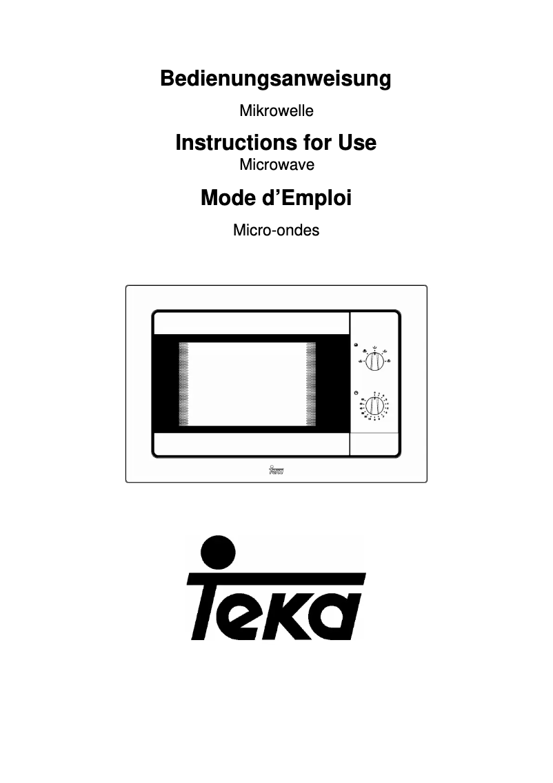 First page image of the manual for TMW 18 BI