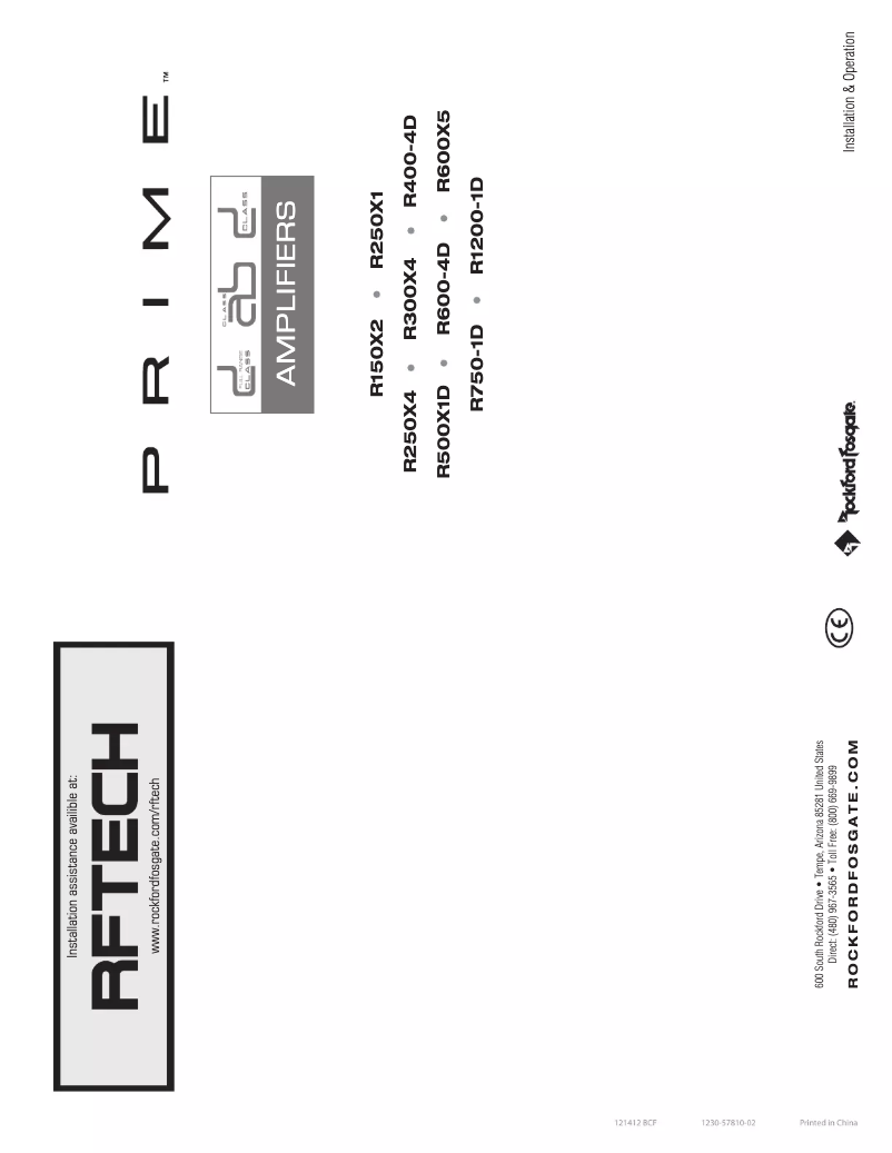 Page 1 de la notice Manuel utilisateur Rockford Fosgate R600X5