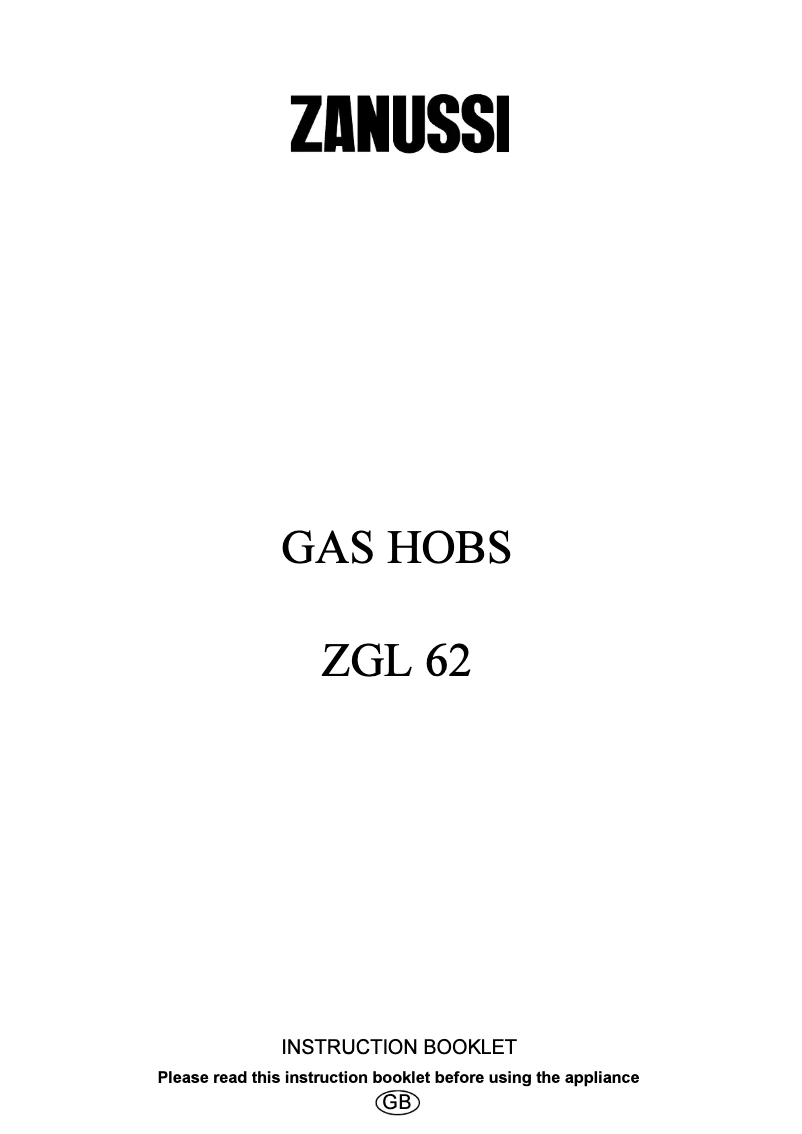 Page 1 of the manual User Manual Zanussi ZGL62IN