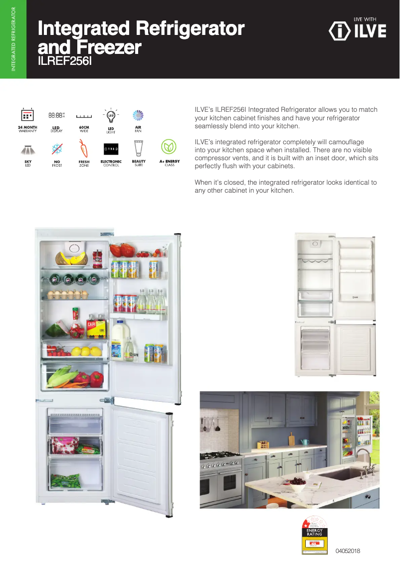 Page 1 of the manual Technical Sheet Ilve ILREF256I/R