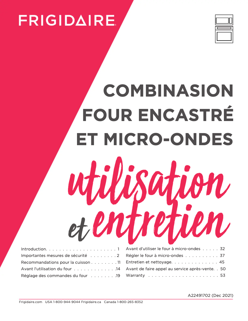 First page image of the manual for FCWM3027AD