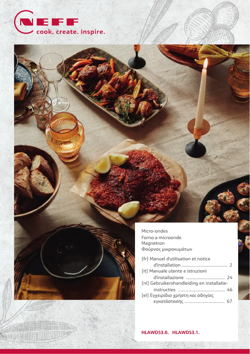 Page 1 of the manual Installation Guide Neff HLAWD53N0