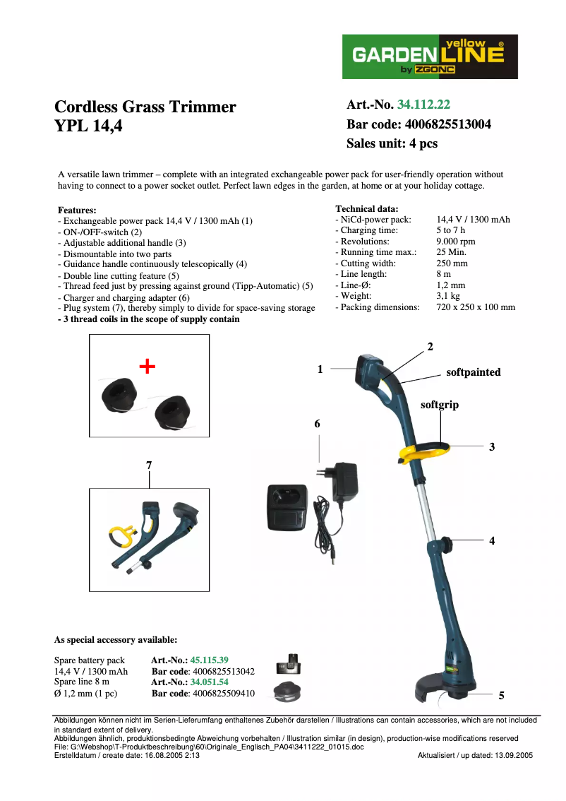 First page image of the manual for YGL 14,4