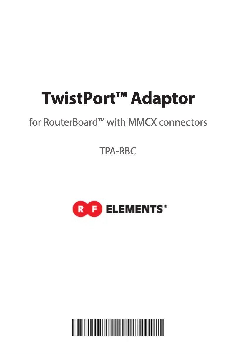 Page 1 of the manual User Manual RF Elements TwistPort TPA-RBC