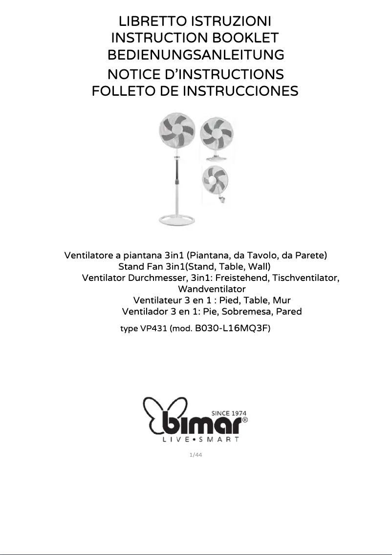 Page 1 of the manual User Manual Bimar VP431