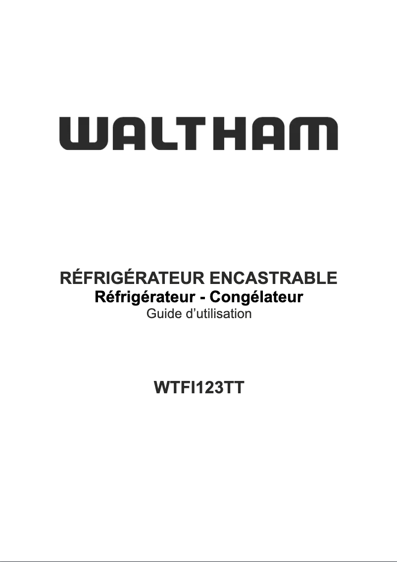Page 1 of the manual User Manual Waltham WTFI123TT