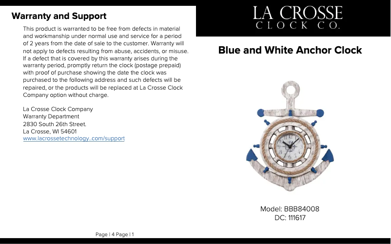 Page 1 of the manual User Manual La Crosse Technology BBB84008