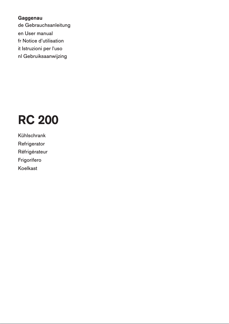 Page 1 de la notice Manuel utilisateur Gaggenau RC200203