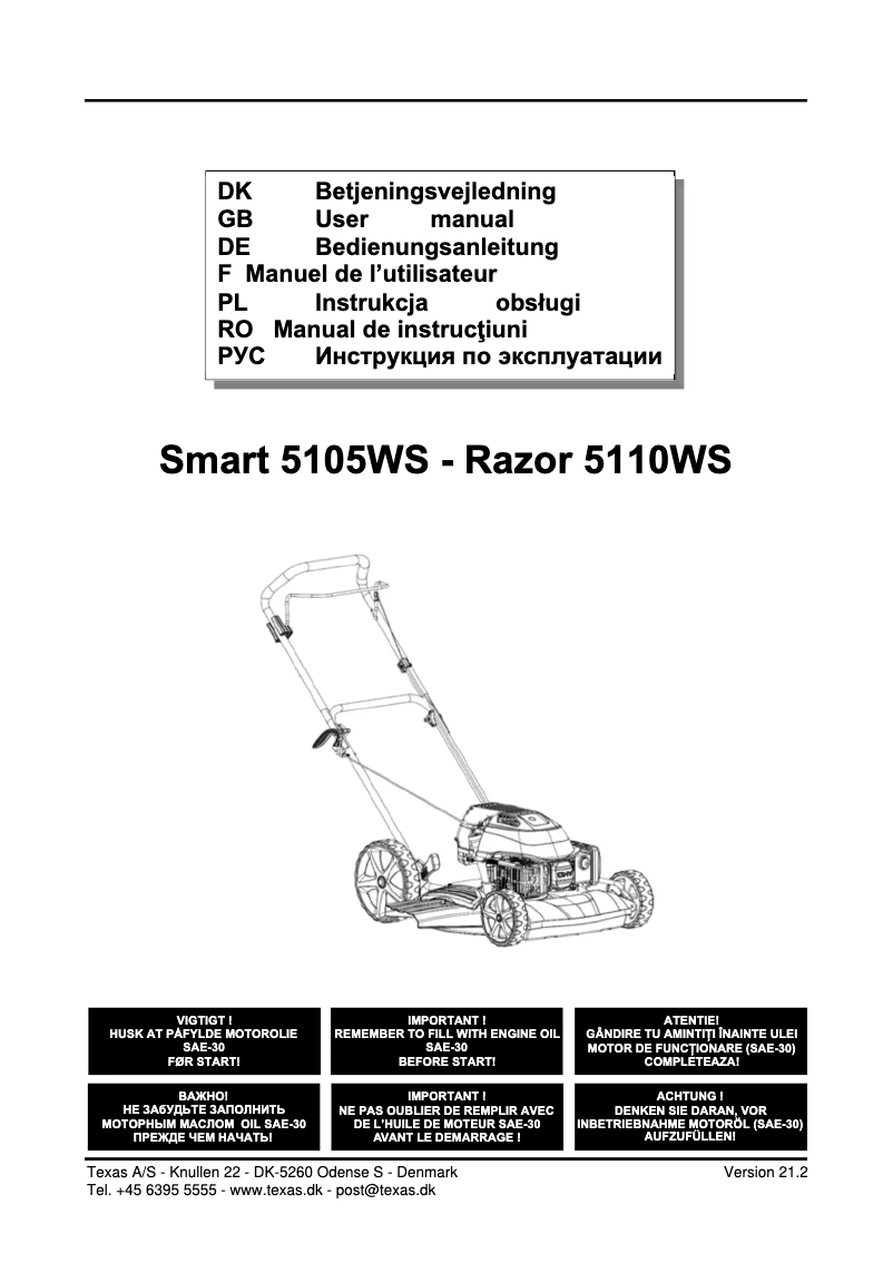 Page 1 of the manual User Manual Texas Smart 5105WS