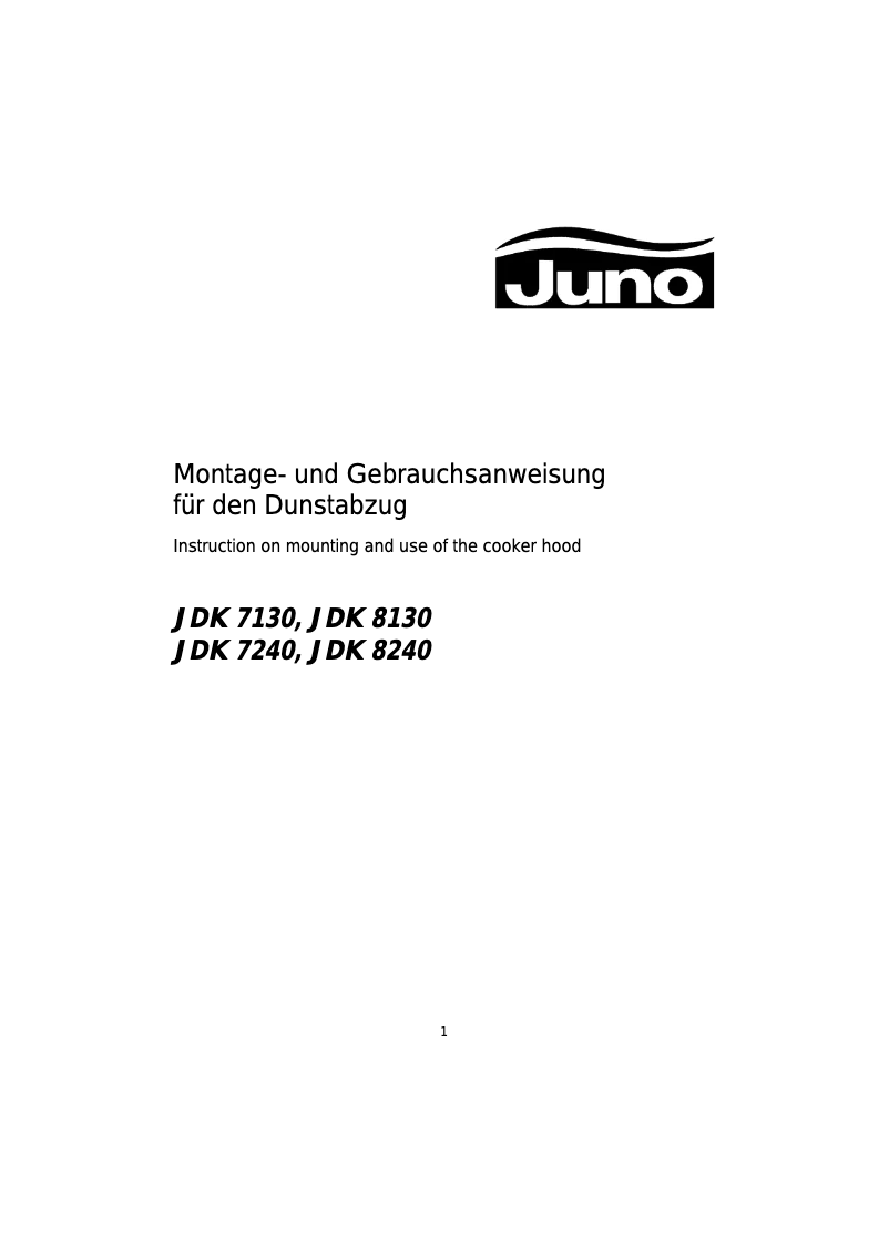 Page 1 of the manual User Manual Juno JDK713OE