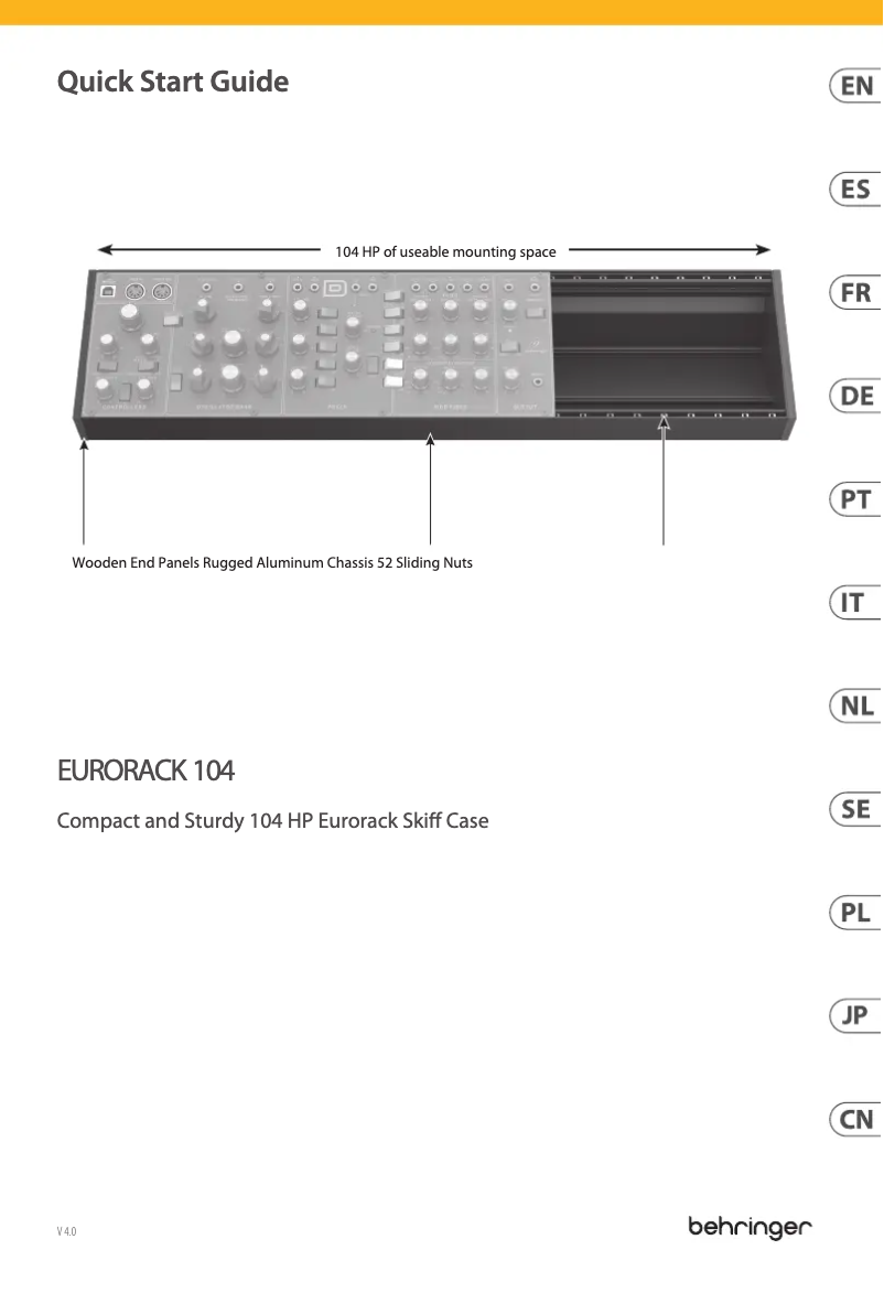 Page 1 of the manual Quick Start Guide Behringer Eurorack 104