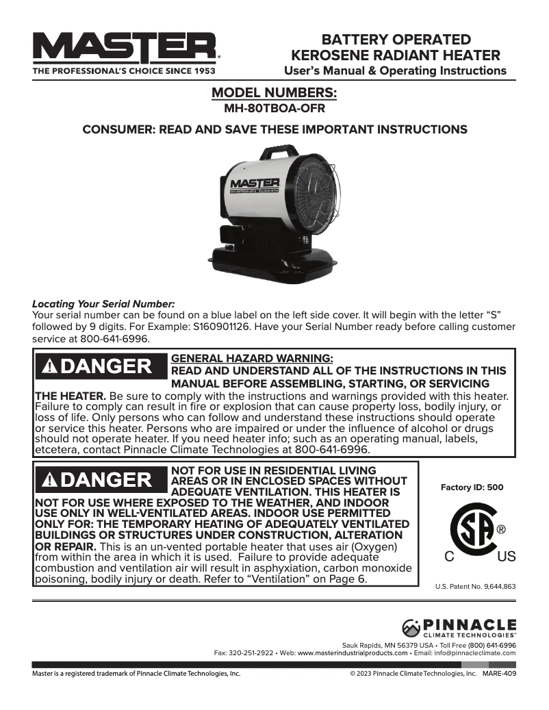First page image of the manual for MH-80TBOA-OFR