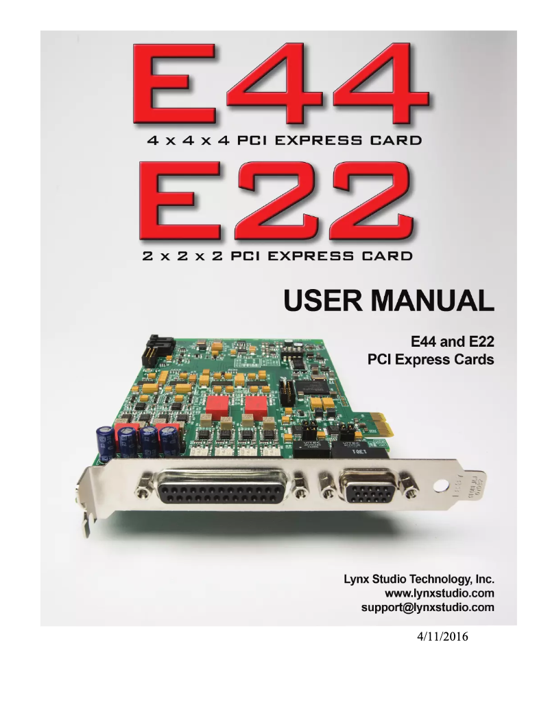 Page 1 of the manual User Manual Lynx E44